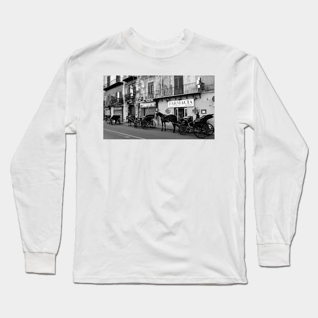 Horse Carriages in Palermo, Italy. 2014 Long Sleeve T-Shirt by IgorPozdnyakov